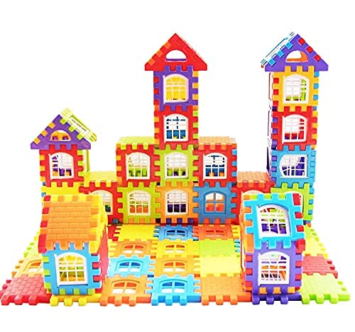 Image of AEXONIZ TOYS Plastic House Building Blocks - 72Pcs, Multicolor Bulk Plastic Educational Making Sweet Home Smart City Building Block for Indoor, Outdoor for Kids