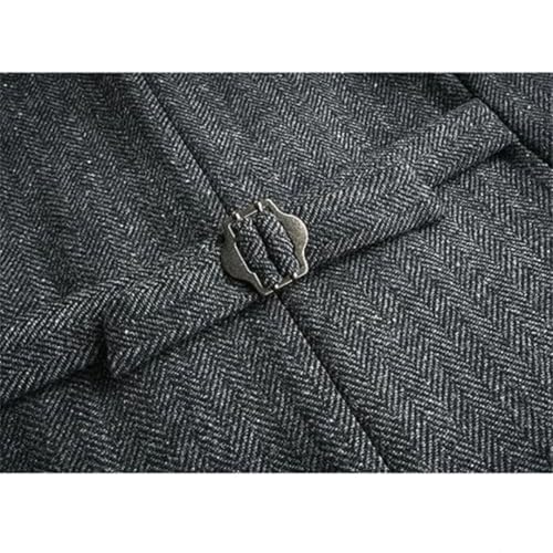 Men Suit Gray Vintage Double Breasted Blend Waistcoat For Wedding Groomsmen Banquet Men Coat3