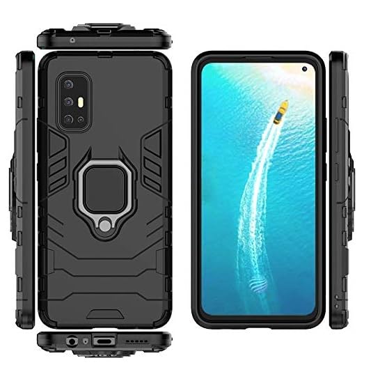 Image of ONELIKE 360 Shockproof Slim Drop Full Body Protection Robot Ring Phone Back Cover for vivo 1919 / vivo V17 - Black