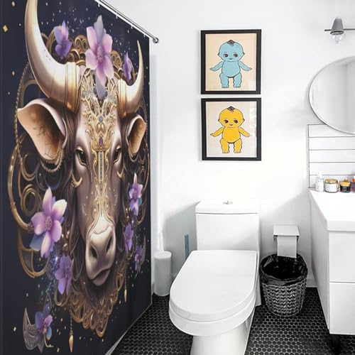 Rideau de douche taureau imperméable et séchage rapide en tissu