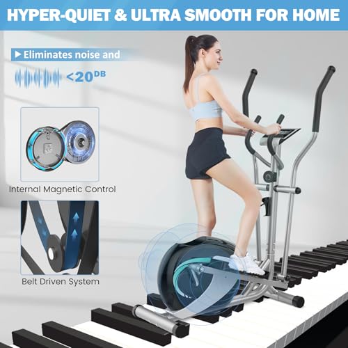 Image of Elliptical Exercise Machine, Dripex Magnetic Elliptical Machine for Home, Hyper-Quiet Elliptical Training Machines w / 13.2lbs Flywheel, 16 Resistance Levels, Pulse, LCD Monitor