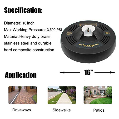 EDOU 16-Inch Pressure Washer Surface Cleaner Attachment,3500 PSI