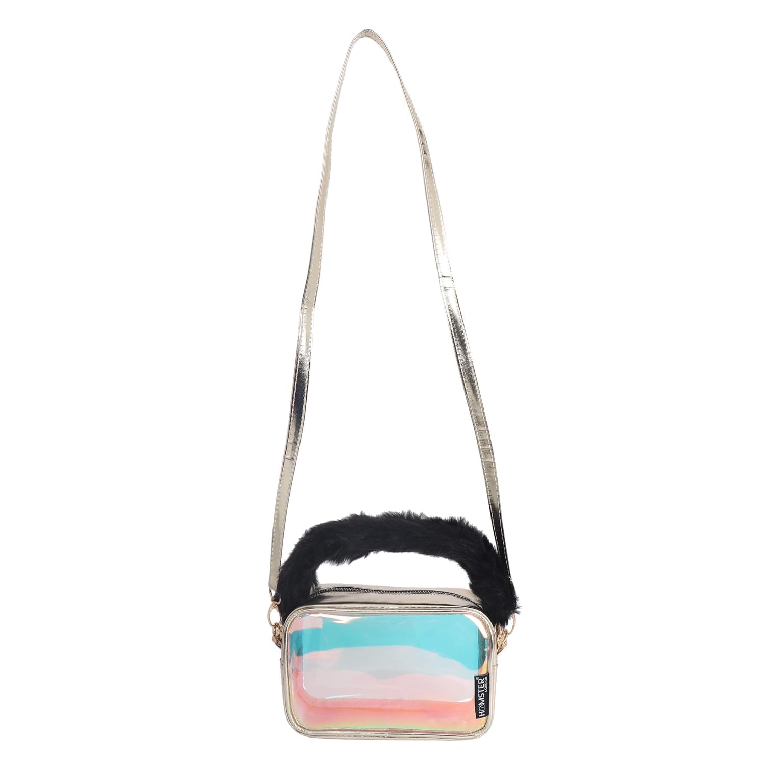 hamster London Shiny Fur Handle Sling Bag for Girl's and Woman (Gold)-picture-27