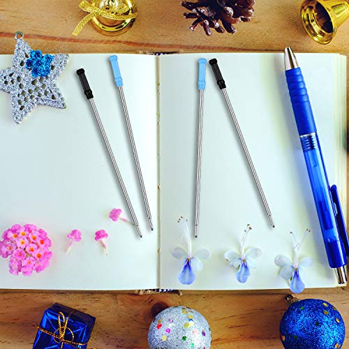 12 Pieces Ballpoint Pen Refills Replaceable Compatible With Cross Ballpoint 1.0 Mm 4.5 Inch Smooth Writing Quick Drying Refill With Black Velvet Bag, Black And Blue #TOP5