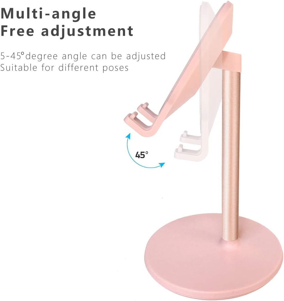 Adjustable Cell Phone Stand for Desk, Hands-Free Cell Phone Holder (Pink)