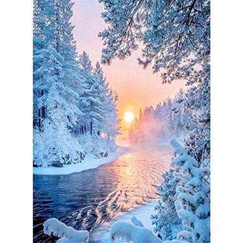 Yingxin34 Puzzles für Erwachsene 5000 Stück Spielzeug Fluss im Winter Familie Puzzles Mat pädagogische für Kinder im…