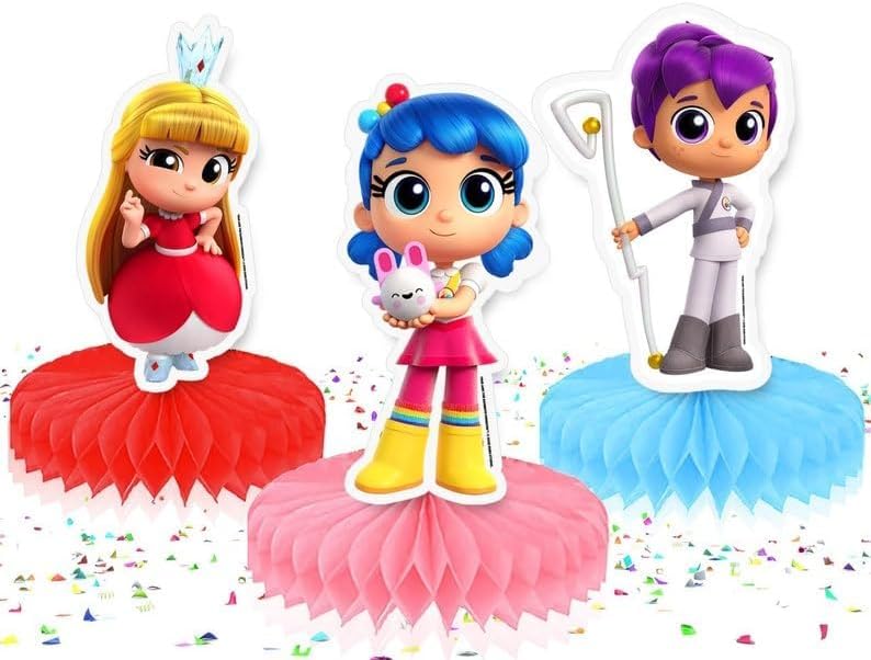 Miniatura 2 de True Rainbow Kingdom - Centro de mesa de panales de 5 piezas, decoración de fiesta para niños
