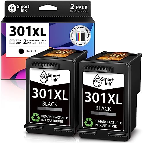 Smart Ink Remanufactured Ink Cartridge Replacement for HP 301XL 301 XL (2 Black Combo Pack) use with Envy 4500 4504 5530 DeskJet 2540 3050 2510 1510 1000 1050 2050 3050A Officejet 2620 2622 4630