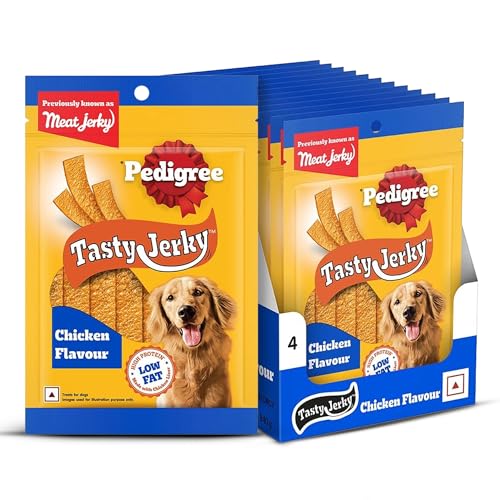 Pedigree® Tasty Jerky™ Dog Treat, Chicken Flavour, 70 g x 12, Jerky-Style Treats for Bonding, Low-Fat and Rich-Protein* Dog Treat