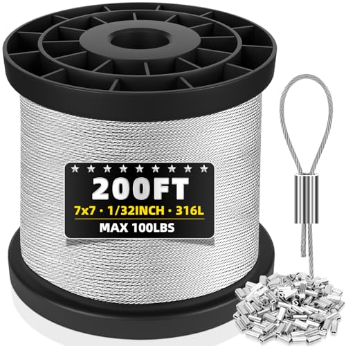 Câble en acier inoxydable 316 de 60 m avec 50 manchons en aluminium