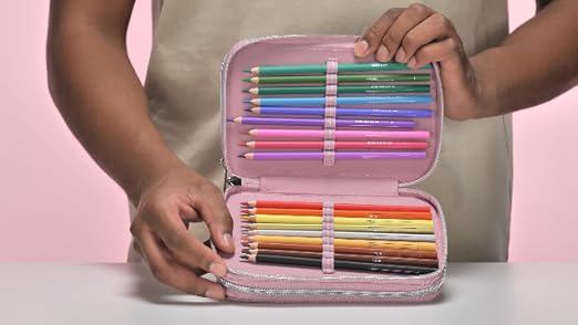 Depesche 12527 Topmodel Glitter Queen pencil case with 3 compartments, with press stud compartment made of glitter fabric, pencil case with crayons, ruler, scissors, etc., black, backpack Depesche 12527 Topmodel Glitter Queen pencil case with 3 compartments, with press stud compartment made of glitter fabric, pencil case with crayons, ruler, scissors, etc., black, backpack