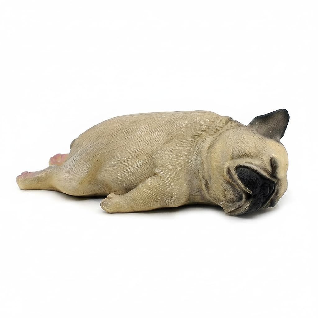 Comfy Hour Doggyland Collection, Miniature Dog Collectibles 5” Sleeping Pug Figurine, Realistic Lifelike Animal Statue Home Decoration, Fawn Brown, Polyresin