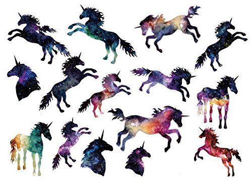 SanerLian Waterproof Temporary Fake Tattoo Stickers Watercolor Unicorn Horse Animals Cartoon Set of 2