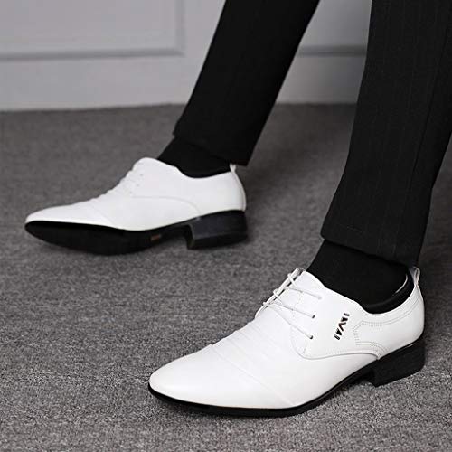Shoes Suit Shoe Casual Shoes Male Wedding Lace Leather Men Comfortable Business Men's Leather Shoes Fashion Shoes (White, 46)2