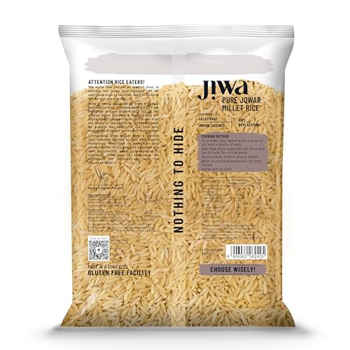 Image of Jiwa Pure Jowar Millet Rice | 500 G | Cooks in 5 Minutes | Ready to Cook | 100% Millet | No Maida, No Atta | Gluten Free (Pack of 2)