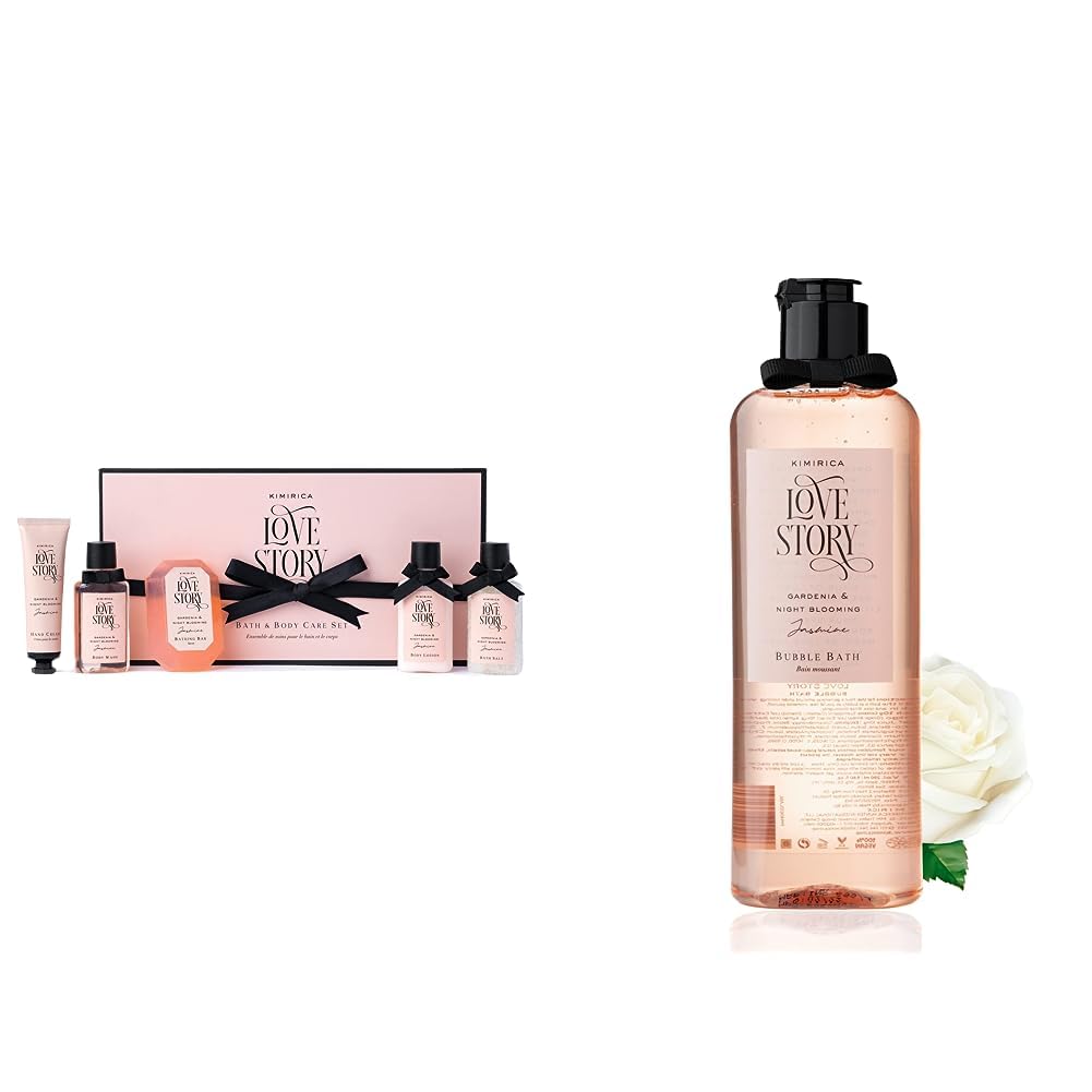Kimirica Love Story Luxury Bath and Body Care Gift Set Box| Pack of 5 & Kimirica Love Story Bubble Bath Bottle, 290 ml Combo-image-31