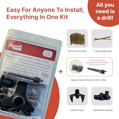 image for SQUEEEK NO MORE Squeaky Floor Repair Kit for Hardwood, Carpet, Vinyl &