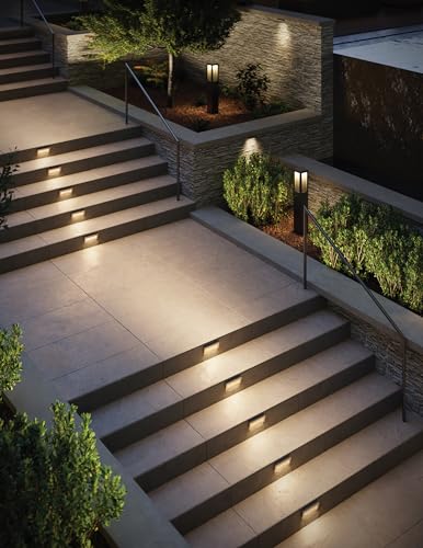 Hinkley Landscape Lighting Taper 1565SW Wide Horizontal 12v Step Light - Low-Voltage, Recessed Mount, Integrated LED - Satin White