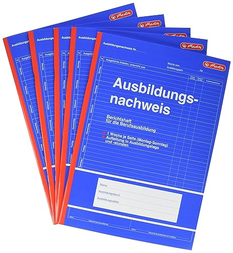 Herlitz 840702 Berichtsheft für Berufsausbildung, A4, 28 Blatt, 5-er Pack (5)