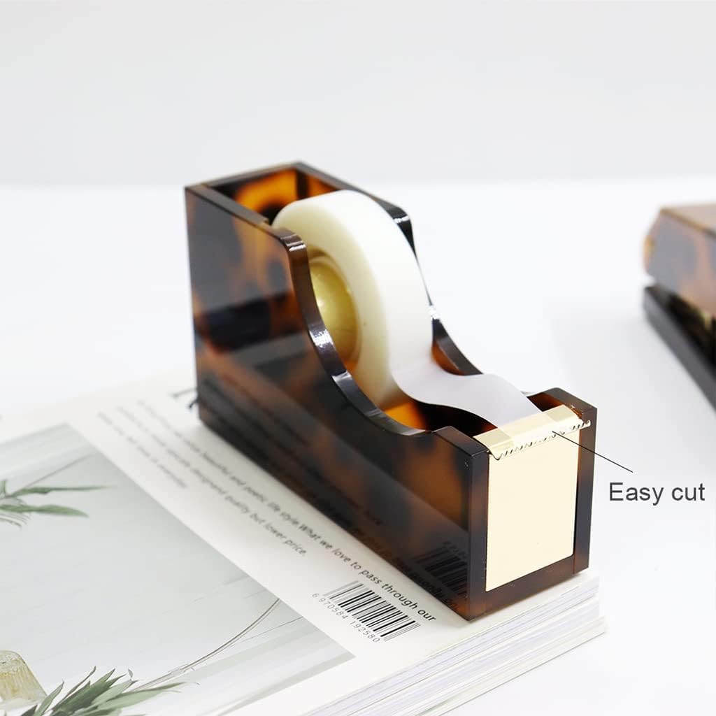 Acrylic Desk Staplers Small Leopard Gold Stapler Portable Desktop Stapler for Desk Stationery Set Office Utility Binding Supplies