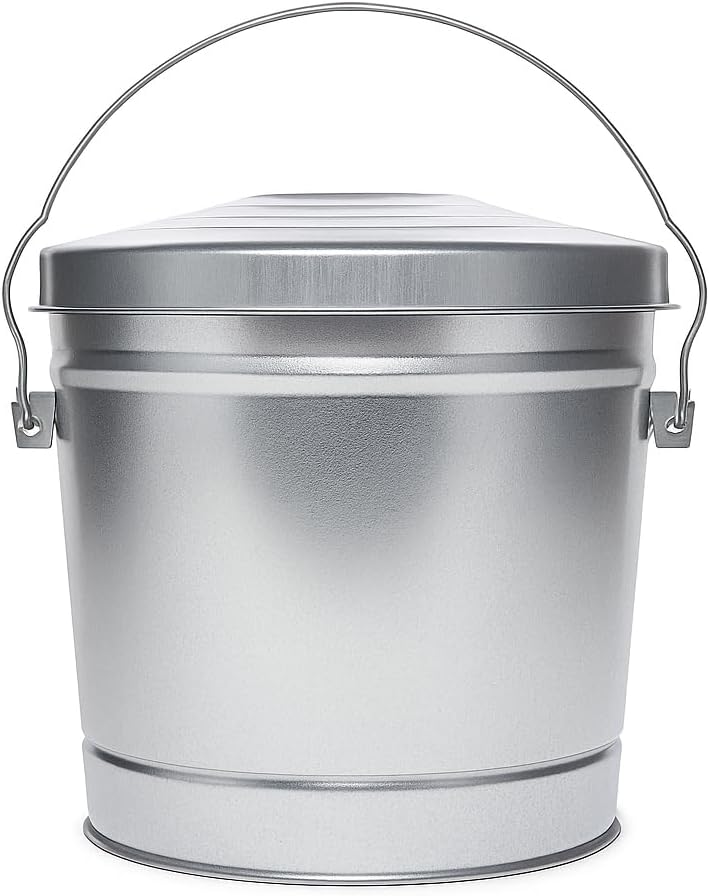 6-Gallon Galvanized Steel Locking Lid Storage Can – Heavy-Duty Metal Utility Bin for Tools, Feed, Trash & Pet Food – Rust-Resistant Outdoor Container