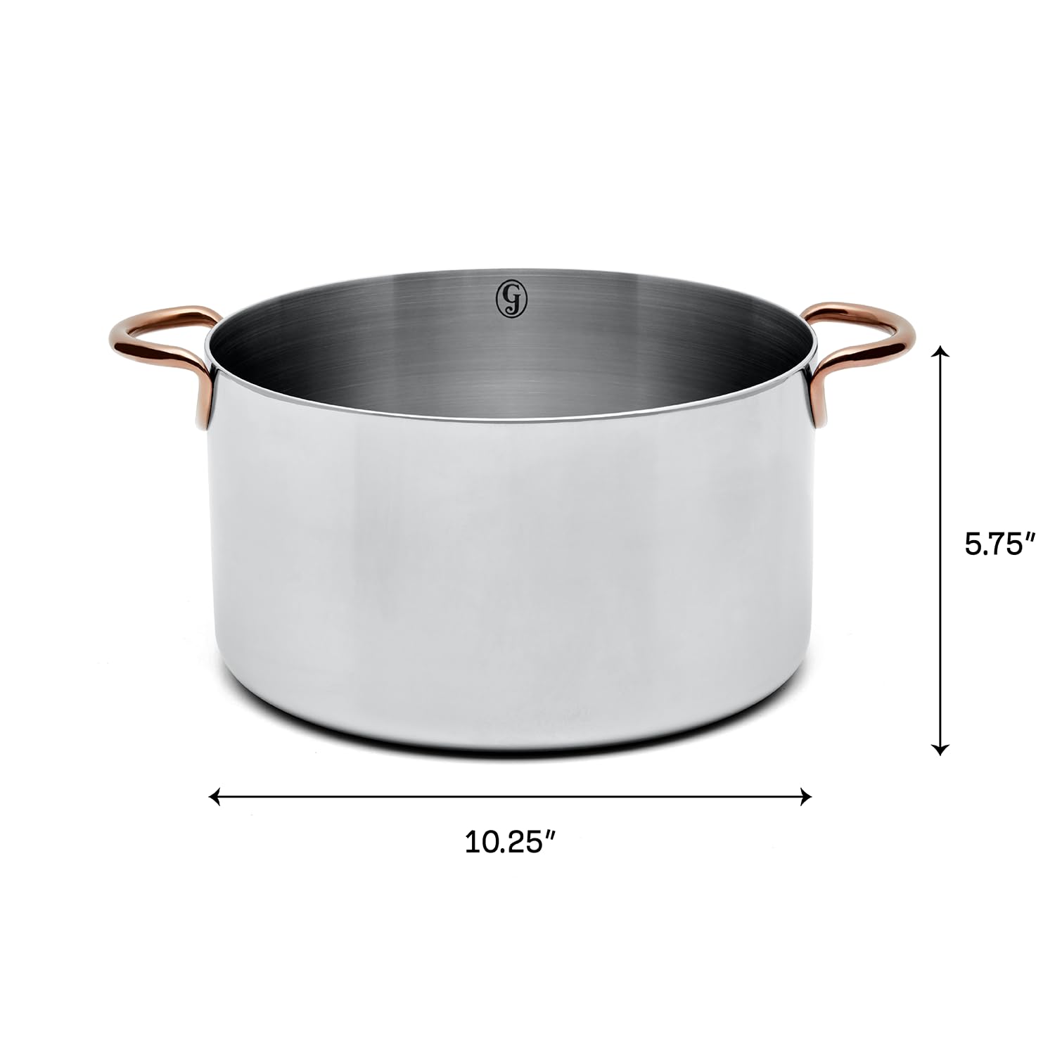 Great Jones Big Deal Olla de acero inoxidable de 8 cuartos con tapa, apta para inducción y horno, apta para lavavajillas, totalmente revestida para un calentamiento uniforme, asas soldadas de gran