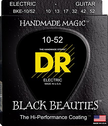 DR Strings BLACK BEAUTIES 10-52 Jeu de Cordes pour Guitare Electrique - Les Beatles, Paul McCartney, John Lennon, RIngo Starr, George Harrison DR Strings BLACK BEAUTIES 10-52 Jeu de Cordes pour Guitare Electrique