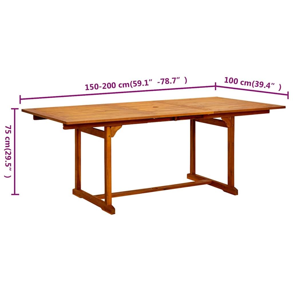 Tavolo da Giardino Allungabile in Legno Massello di Acacia per Esterni, Resistente agli Agenti Atmosferici e Facile da Pulire, Ideale per Terrazza, Patio o Giardino