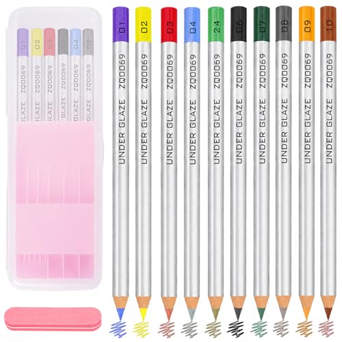 Crayons sous glaçure à l'eau ZZYFGH pour poterie et biscuits céramiques | Lot de 10 verts