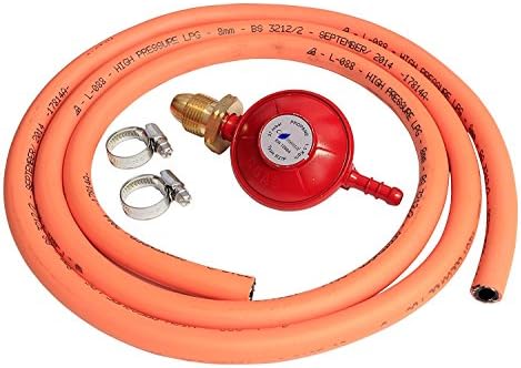 Greenhouse Warehouse continental products Butane Gas Regulator With 2M Hose & 2 Clips Fits Calor Gas/Flogas 21Mm Cylinder