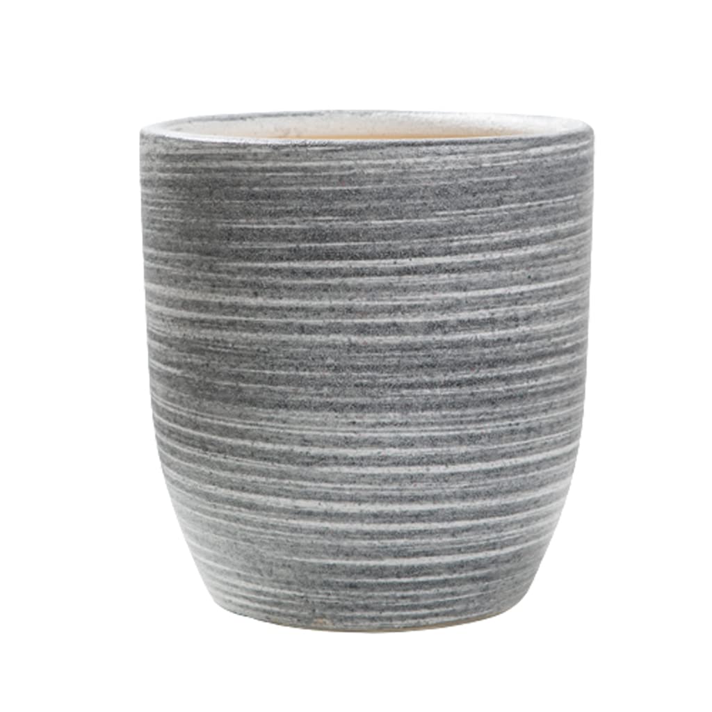 Vasi da Giardino Vaso da Fiori in Ceramica con Linea Grigia Spazzolata, Decorazione Domestica Moderna, vasi per Piante da 6/8/10 Pollici con Fori di Scarico e piattino