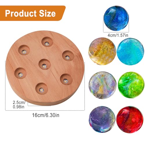 Image of JOJOCY 7 Handcrafted Glass Ball Night Light, 7-Color Energy Crystal Balls with Beechwood Lamp Base, Home Office Desktop Decoration for Meditation & Gifts