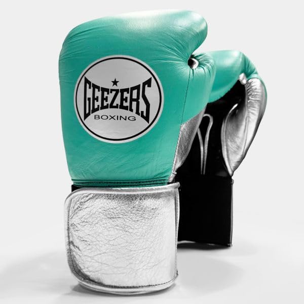 Geezers Halo Training/Sparring Boxing Gloves - Hook & Loop (MINT/SILVER/BLACK, 14OZ) โ image 1