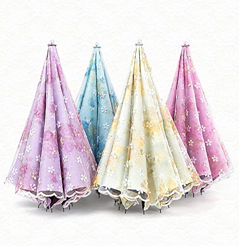 Lace Parasol, Vintage Lace Uv Flower Embroidery Folding Umbrella, Women's Outdoor Sunny Rain Umbrella Lace Pattern For Small Umbrella Series Full Of Feminine (Pink) #TOP3