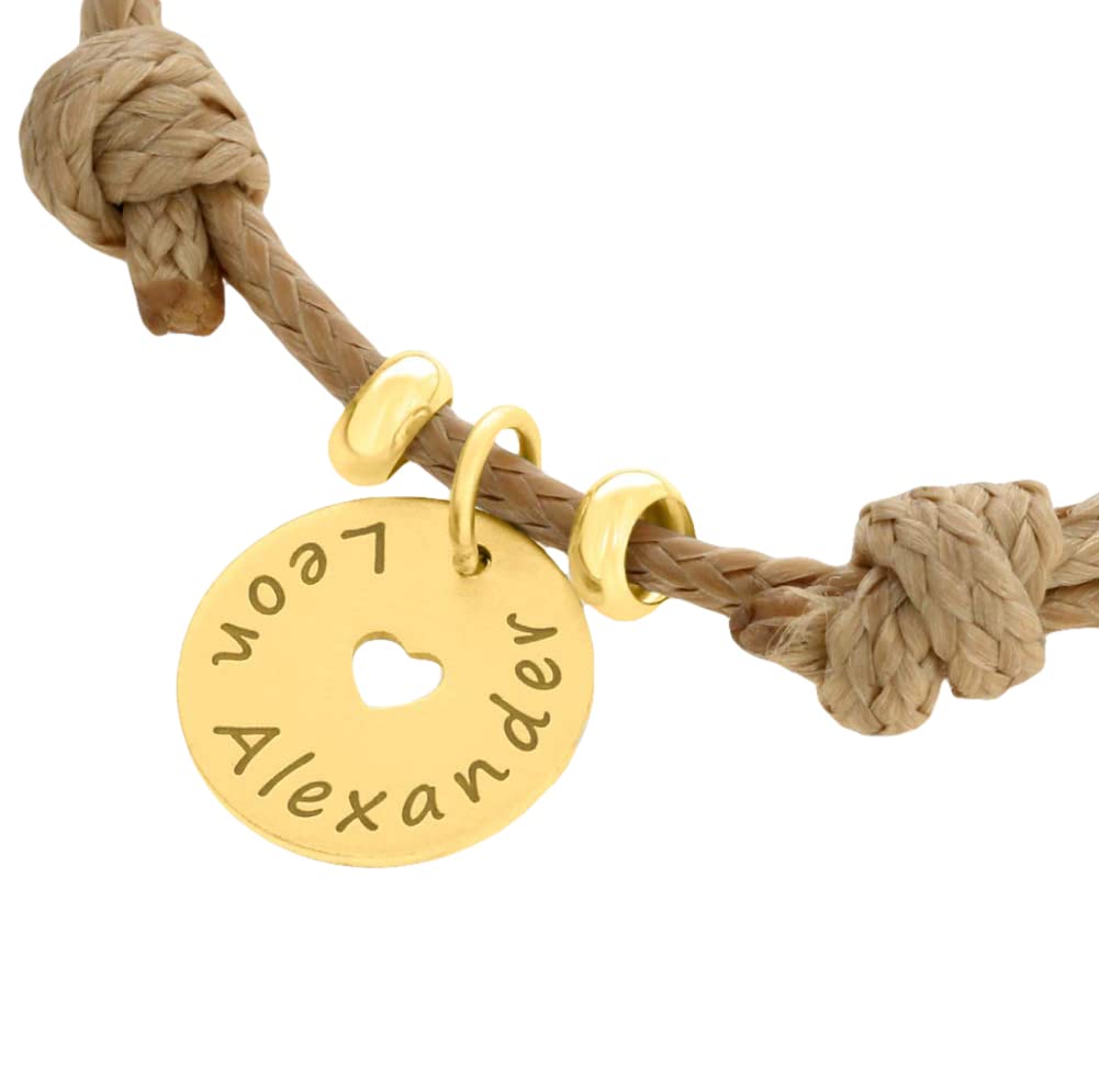 Namensarmband Gold Gravur Armband mit Namen Herz Kindername Geburt Geschenk Mama Mutter Freundschafts Band Größe Namensschmuck | HANDMADE IN GERMANY