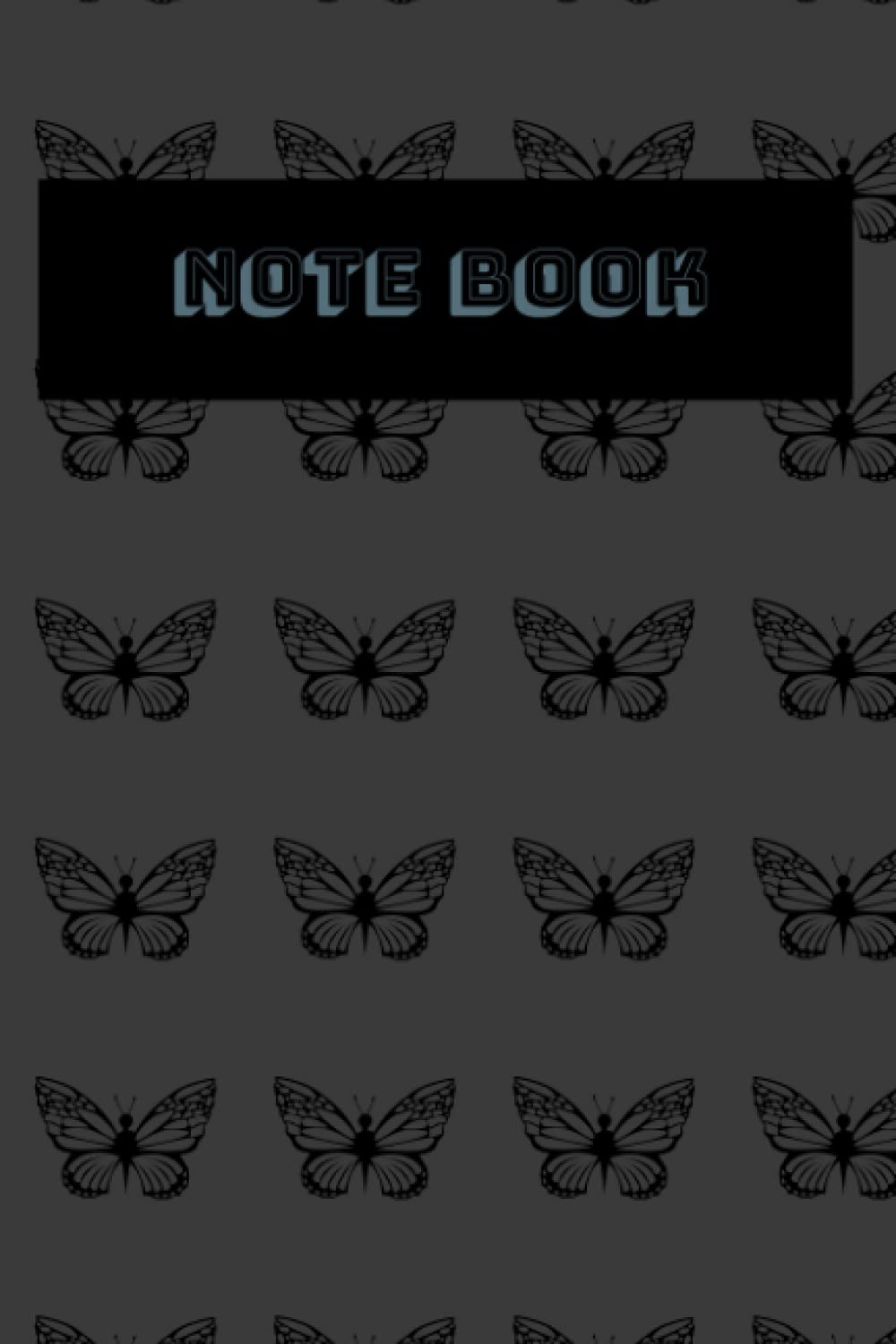 Butterfly Notebook in Black for writing, jotting: College Ruled in 100 pages 6" x 9"
