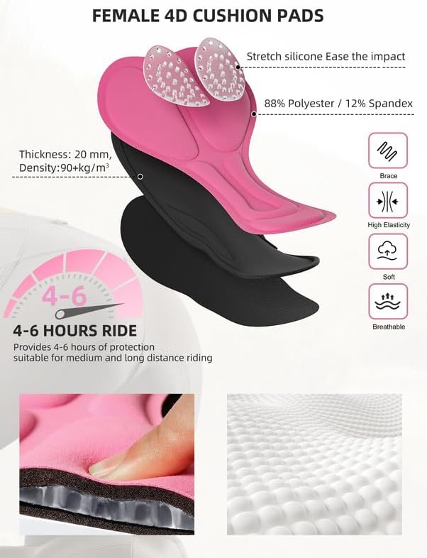 Women's 4D Padded Bike Pants High Waist Cycling Shorts Bicycle Capris 3/4 Biking Tights with Zipper Pockets - Image 4