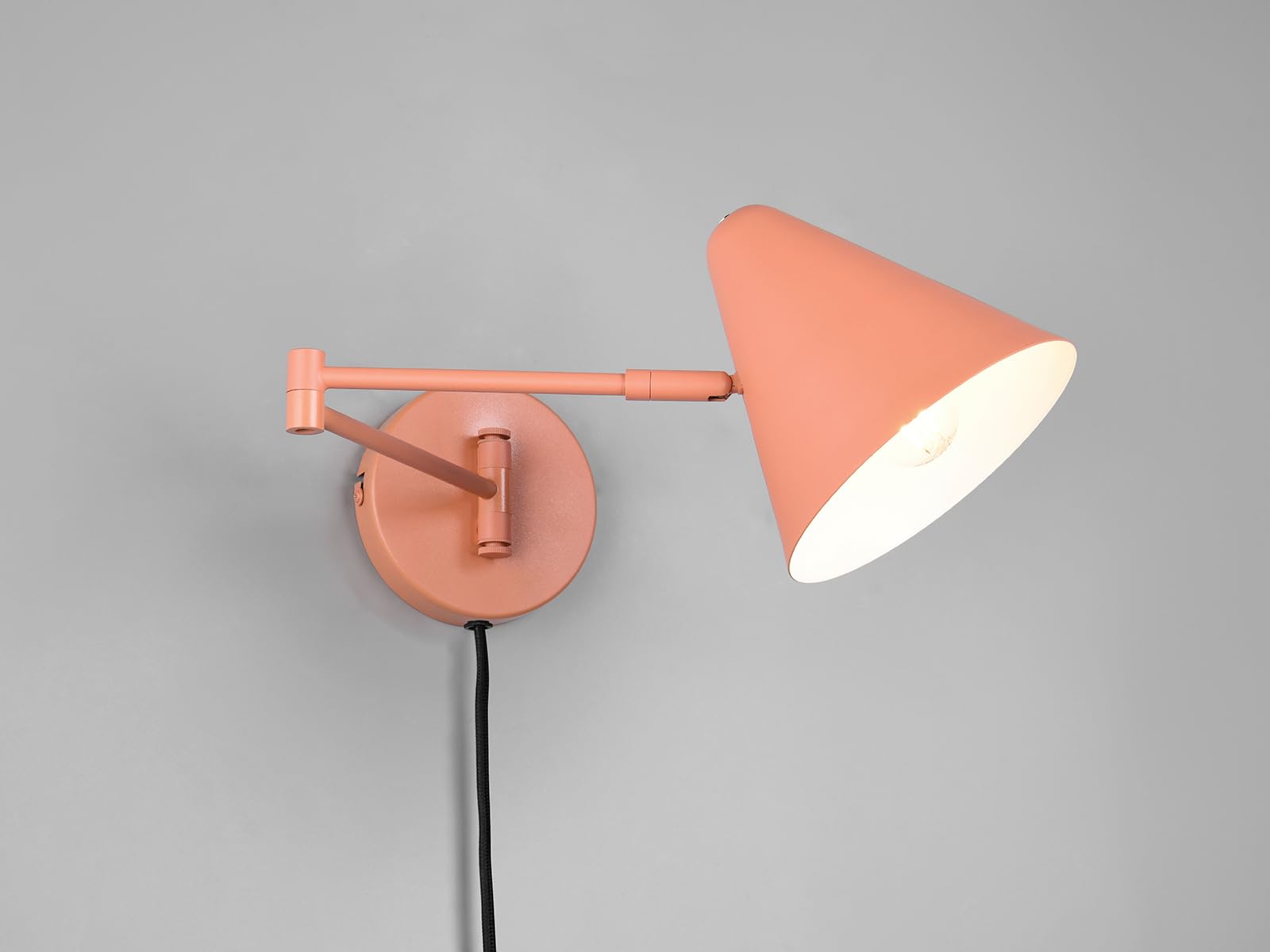 meineWunschleuchte Wandleuchte mit Schwenkarm, Stecker und Schalter, Metall Apricot, Höhe 16cm