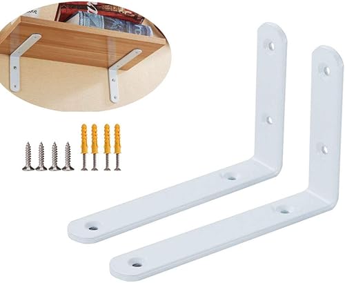 Soportes para estantes blancos, 4 pulgadas, 6 pulgadas, 8 pulgadas, soporte de estante de metal de 10 pulgadas, grosor de 0.157 in, soporte de