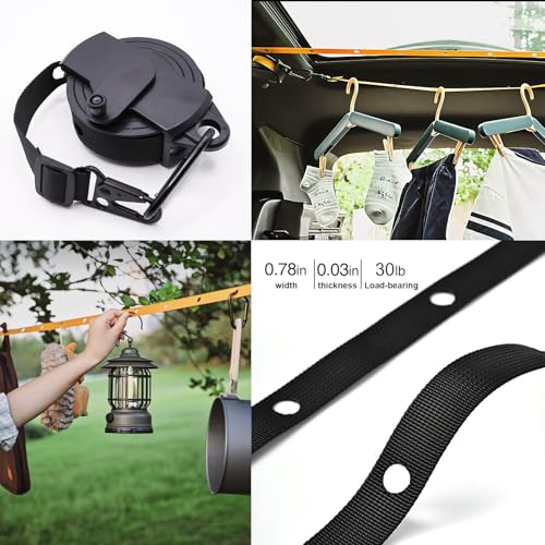 Adjustable Rope Hanger Ratchets Retractable Ratchet Tie Down Straps Rope Pulley System for Hanging Plants Grow Light Tents Various Tie Down Uses 30 lbs Weight Capacity(Black) — view 6