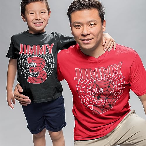 Custom Birthday Shirts for Boys, Spider Customize Name & Age Shirt, Matching Family Custom Shirts Black3