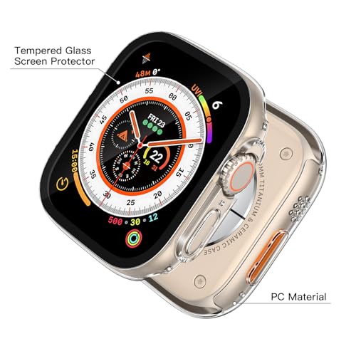Image of Misxi Case with Screen Protector for 49mm Apple Watch Ultra3 /Ultra2 /Ultra | 2-Pack Cover with Tempered Glass for Ultra 3 /2 /1, Scratch Resistant Sensitive Touch Protection, Transparent