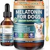 Liquid Melatonin for Dogs, Dog Melatonin with L-Theanine for Small Medium Large Dog Sleep Aid, Stress & Anxiety Relief, Calm Aid for Dogs Puppies, Support Relaxation & Deep Sleep, 60ml