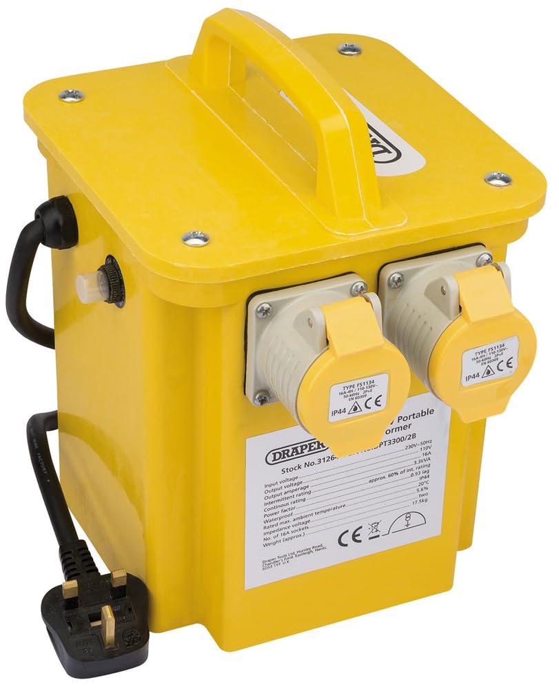 Draper Yellow 31264 Portable Site Transformer, 3.3Kva, 230V-110V