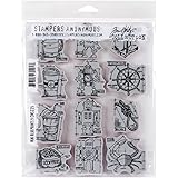Stampers Anonymous Tim Holtz Cling Rubber Mini Blueprints No.9 Stamp Set, 7 x 8.5