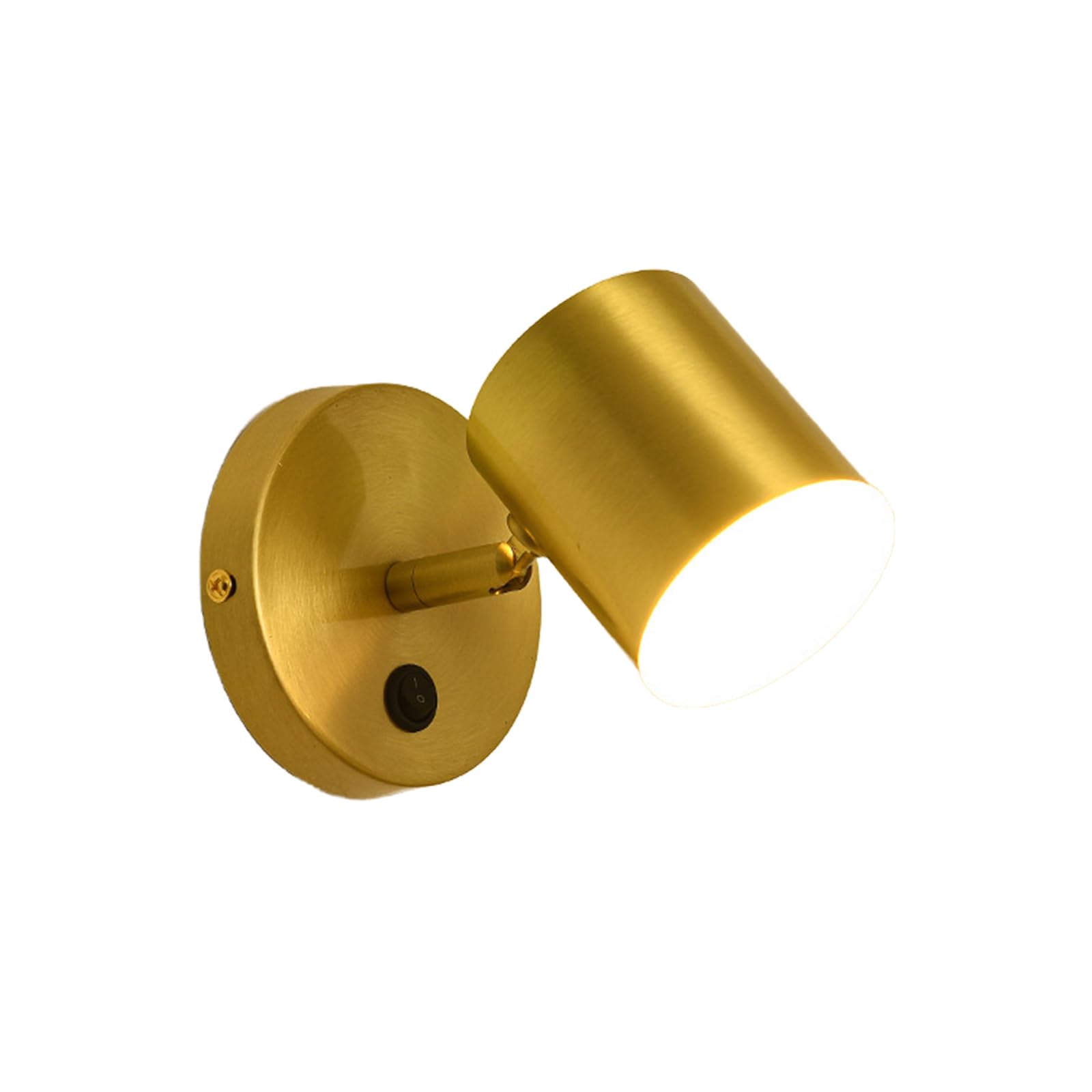 NICRX Modern Brass Wall Light with Switch-Rotatable Bedside Lamp,Adjustable LED Sconce with 3 Color Temperatures,Indoor Wall Lamp for Bedroom,Living Room,Hallway,Hotel Use (A)
