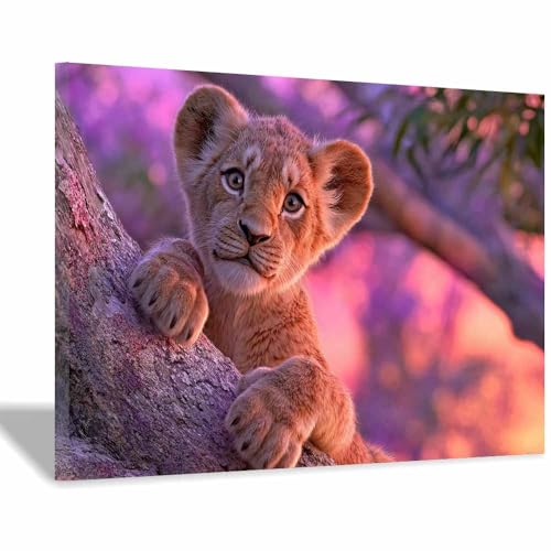 Tableaux muraux lions CUDAOO grand format encadré marron pour raviver un mur vide