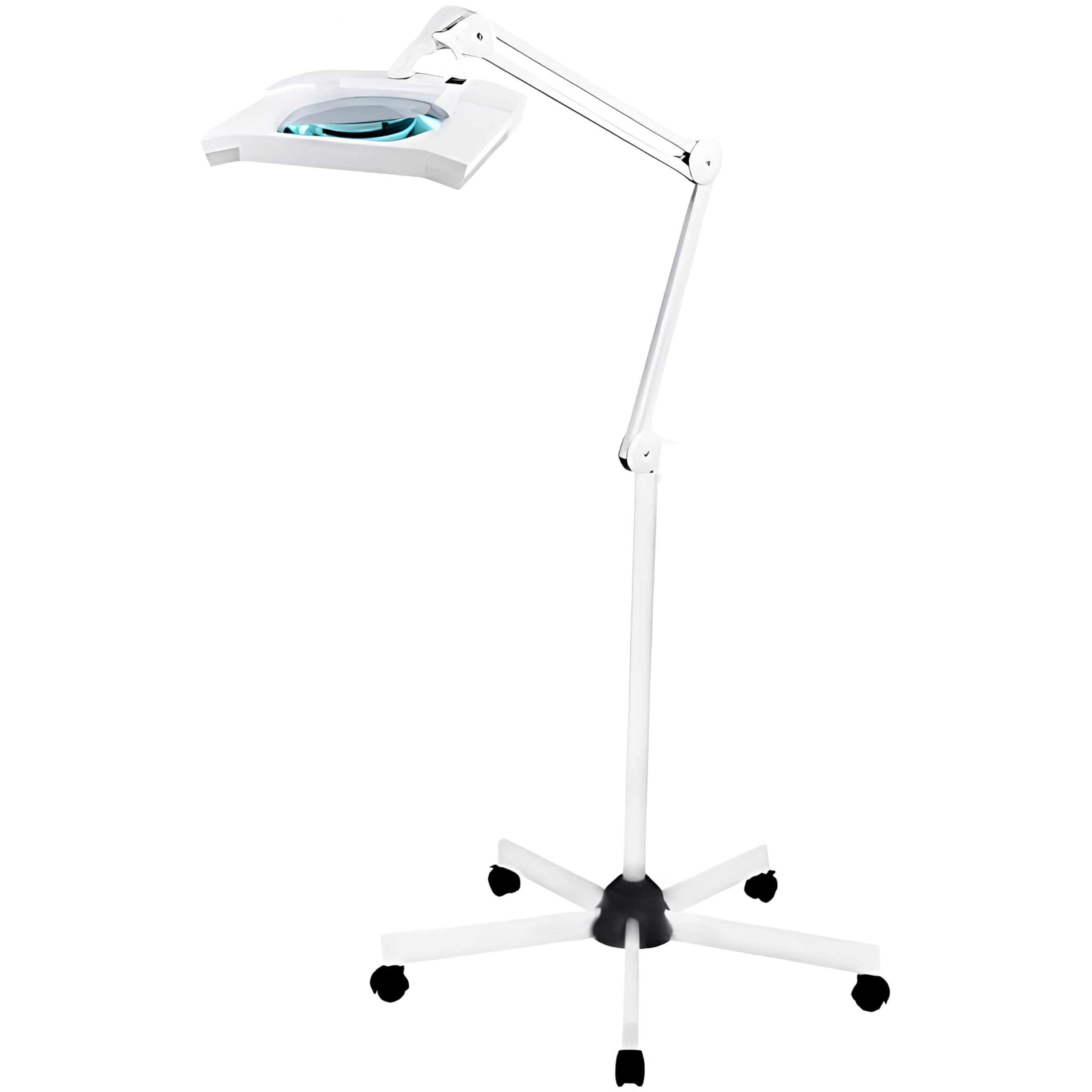 SEMPLIX LED Lupen-Stehlampe 3D weiß (Linse 189 x 157 mm/dimmbar/Standfuß mit Rollen)