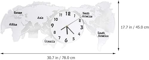 Miniatura 7 de HEALLILY Reloj de pared con mapa del mundo, reloj colgante digital con mapa del mundo, que brilla en la oscuridad, suministros para oficina y hogar