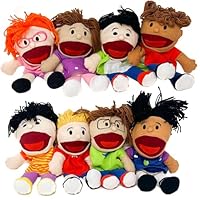 8 Hand Puppets for Kids - Plush Multiculturalism Puppeteering Set with Movable Mouths, Create Silly Puppet Shows That Foster Learning and Laughter